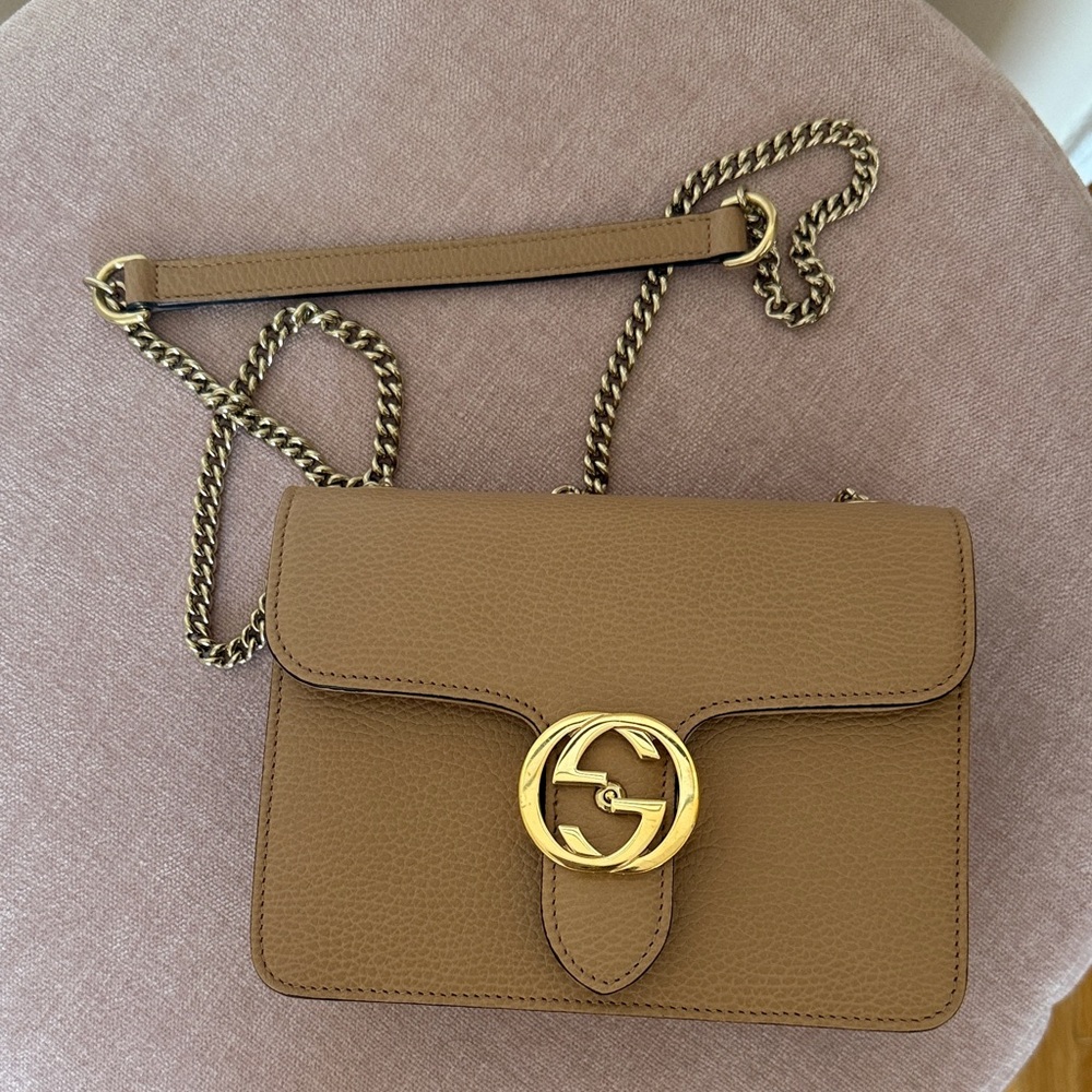 Gucci Brown Leather Crossbody with Gold Accents